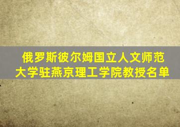 俄罗斯彼尔姆国立人文师范大学驻燕京理工学院教授名单